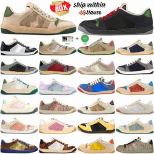 Screenner Ggg Canvas Dirty Chaussures Crystal Suede Trainers Sneakers Designer Cuir Black Web Mens Blanc Rouge rouge vert crème Gris Butter Mini Beige Art Pink Déco
