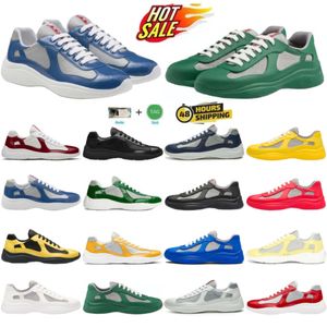 Cup Americas Royal Patent America Sneakers Chaussures en cuir Flat Mesh Nylon Trainers Sneakes Mentes Femme Round Toe Sport Lace Lace Up Up Black Green White Rubber Silver