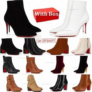 Designer Boots Red Top Red Bottoms Boots Dames Hoge Heel Heel Heel Luxe Reds Soles Heel Party Boot Popular Trendy Short Bootieso2Ti#