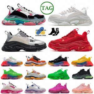 Sneakers en cuir Designer Triple S Chaussures quotidiennes à basse coupe verte rose graffiti kdrw bleu noir blanc kjdoia blanc orange hommes femmes taille 36-45