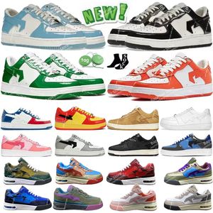 Designer Bape Sta Bapesta Casual Shoes Shark Star SK8 Low Baped Patent Leather Black White Blue Camouflage Skateboarding jogging Men Women Sports Sneakers Trainer