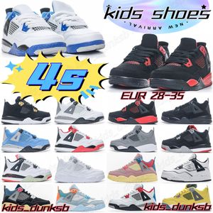 cool grey kids shoes 4s big boys girls Black cat fire red Military Black childrens basketball youth size 28-35