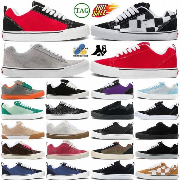 Trainers Sneakers Chaussures Knu Designers Shoe Skateboard Mens Black White Navy Gum Mege Check Brown Outdoor Plateforme plate Red Triplmqku #