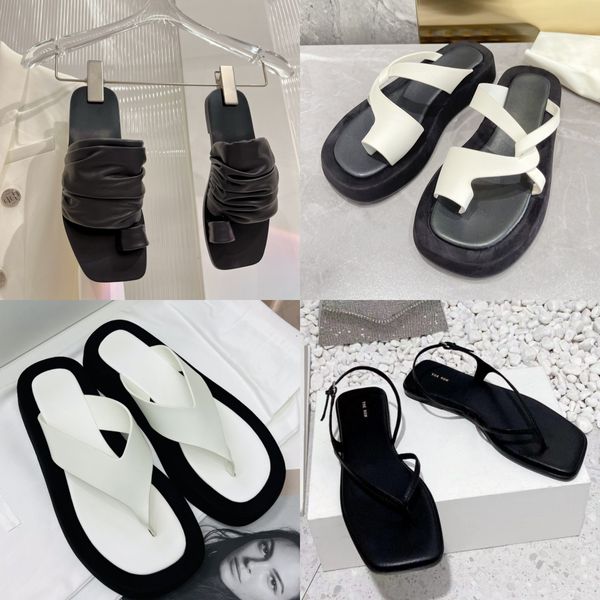 Les tongs designer des rangées sandales femmes noires blancs pantoufles plates plates plate-forme glissades tissu sandale pantoufles de caoutchouc mode décontractée décontractée