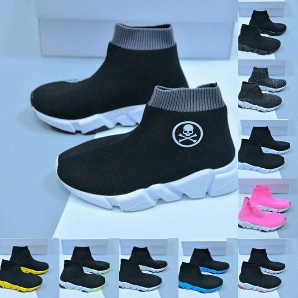 chaussures enfants speed Paris High Sock designer noir formateurs filles garçons bébé jeunes nourrissons taille 25-35