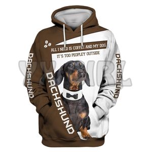 Si je ne peux pas amener mon chien, je ne vais pas teckel 3D partout à sweats à capuche imprimées Pullovers Street Tracksuit Love Dog Gift