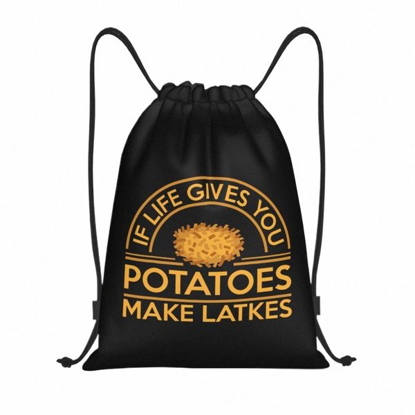 Si la vie vous donne des pommes de terre, faites des sacs à cordon Latkes Sac de sport chaud et léger H2Lu #