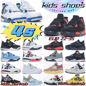 Zapatos para niños 4s Zapato de baloncesto para niños pequeños Black Cat Jumpman 4 muchachos giris Cool Grey criado Blanco Fuego Rojo Militar Deportes de motor iluminación niños Zapatillas de deporte juveniles