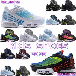 Zapatos para niños TN Youth Zapatillas bajas Enfants Infantes Niños pequeños Niños Triple Negro Blanco 3 Diseñador BrandPJHa #