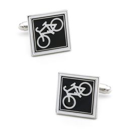 Igame Nieuwe aankomst Bike Cuff Links Black Color Bicycle Design Quality Brass Material Men Men Cufflinks Gratis verzending