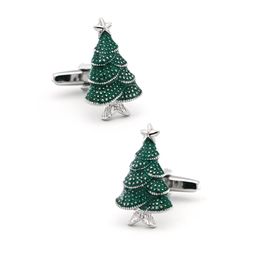 Igame Nieuwe aankomst Kerstmisboom Cuff Links Blue Color Fashion Design Quality Brass Material Fashion Cufflinks Gratis verzending