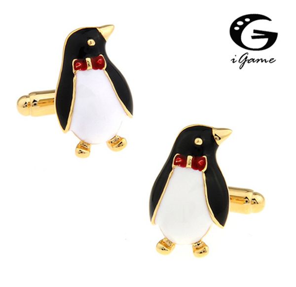 iGame Pingouin Boutons de manchette Couleur or Nouveauté Animal Design Cadeau pour les serveurs Livraison gratuite