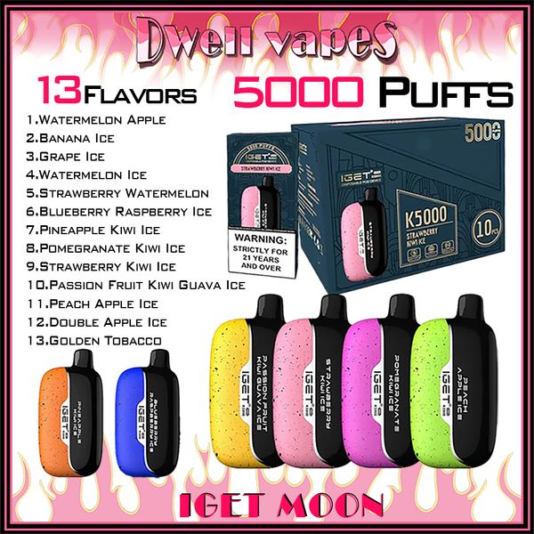 IGET Moon 5000 Puffs E Cigarettes Jetable Vapes Pod Device 1750mah Batterie 5% 13ml Kit de démarrage de cartouche Petits navires localement en Australie Source Fabricant