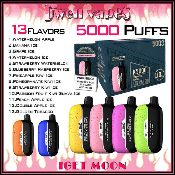 IGET Moon 5000 Puffs E Cigarettes Jetable Vapes Pod Device 1750mah Batterie 5% 13ml Cartouche Starter Kit Petits navires localement en Australie Taxes incluses