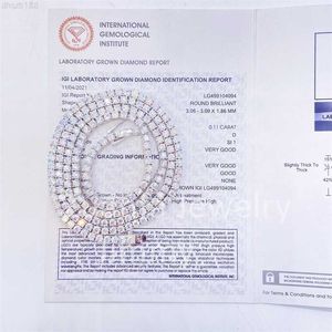 Igi-certificaten 3 mm lab-grown diamanten sieraden 10k echt goud gepersonaliseerde tennisketting en armband Otvmn