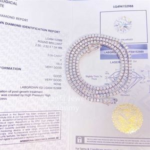 IGI-certificaten Lab Gegroeide Diamond HPHT VS-SI 10K GOUD OVER 2MM 2,5 MM TENNIS KIN.