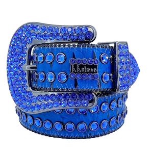 Igner BB Fashion Men's and Dames lederen riem versierd met gekleurde diamanten 20 kleur kristal diamant3.8 cm meerdere kleur optionele oceaan verzamelen schaak identificeer