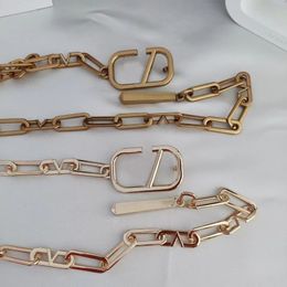 courroie de chaîne d'allumage lettre en métal ceinture vintage femme or polyvalent