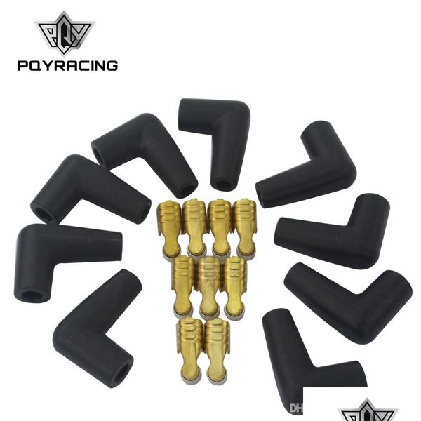 Bobina de encendido PQY 9 PCS / Set Universal Nuevo Cable de bujía Macho Estilo Hei Botas de goma Terminales Conector de extremos Pqyssc03 Drop Deliv Dh8Sk