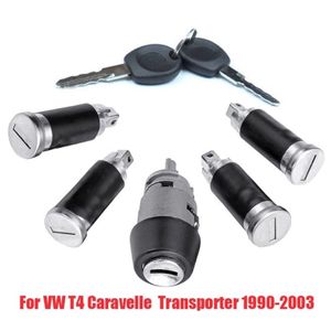 Juego de barril de cerradura de puerta con interruptor de encendido, con 2 llaves para VW Caravelle T4 1990-2003, puertas dobles de Granero Transporter 2010132198