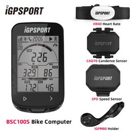 IGPSPORT BCS100S Bike Computer Ble Ant 26 pouces IPX7 TYPEC 40H BATTERIE AUTO rétro-éclairage GNSS Stopwatch IGS Bicycle 240416