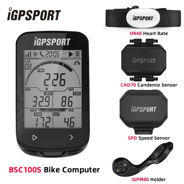 IGPSPORT BCS100S Bike Computer Ble Ant 26 pouces IPX7 TYPEC 40H BATTERIE AUTO rétro-éclairage GNSS Stopwatch IGS Bicycle Computer240410