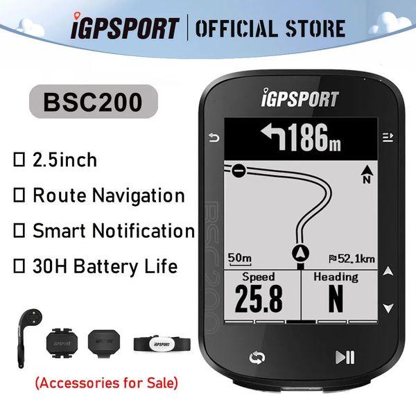 IGPSPORT BSC200 ordinateur de vélo compteur kilométrique sans fil GPS compteur de vitesse Bluetooth ANT capteur de vitesse Navigation d'itinéraire 240307