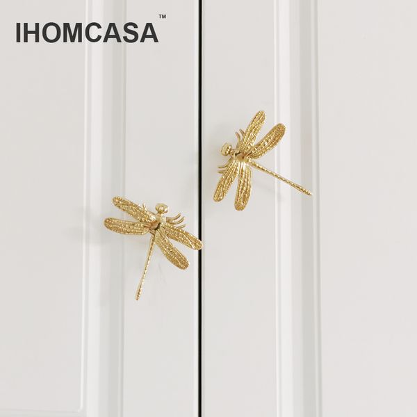 Ihomcasa libellule / papillon des boucles en laiton boucles meubles tiroir en placard tire la commode armoire armoire de cuisine poignées d'armoire de cuisine