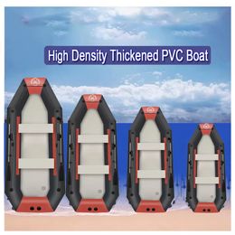 Ihomeinf 0,7 mm épaissis en PVC Airon gonflable Boat de canoë 3 couches Répurices de pêche gonflables résistantes pour 1 à 6 personnes Dinghy 240425