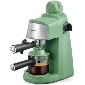 Ihomekee Espresso Cappuccino italien 3,5 bars, fonction de chauffage rapide, 1 à 4 tasses de café, avec fonction bulle et bâton vapeur (vert)