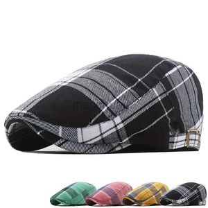 II7U Berets Béret féminin Gatsbys Cap Flat Headgear Modèle à carreaux Gorro Verano Hombre Men Hat Vintage Hat Boina masculina D24418