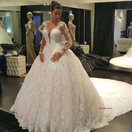 Iiiusion Back Lange mouwen jurken kanten ball jurk marmeren bruiloft bruidsjurken Vestido de noiva 145 0510