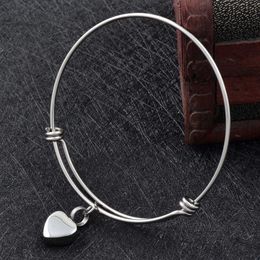 IJD0003 Dames Wire Bangle Groothandel of detailhandel, roestvrij staal Hart Urn Crematie Armband Memorial Ashes Houdersake Bangle Vrouw Q0717