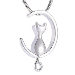 IJD10014 – bijoux de crémation en acier inoxydable, chat lune, pour animaux de compagnie, urnes commémoratives, collier, médaillon souvenir, bijoux 325I