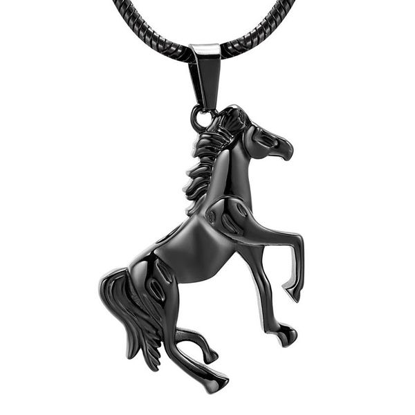 Ijd10072 – boîte cadeau entonnoir, urne commémorative cheval noir, médaillon pour contenir les cendres des proches, bijoux de crémation en acier inoxydable, urne cheval ca285B