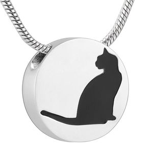 IJD10735 My aimant Cat Laser Round Round Crémation Jewelry Hold Animal Ashes KeepSake Jewelry en acier inoxydable PENDANT POUR PETS242F