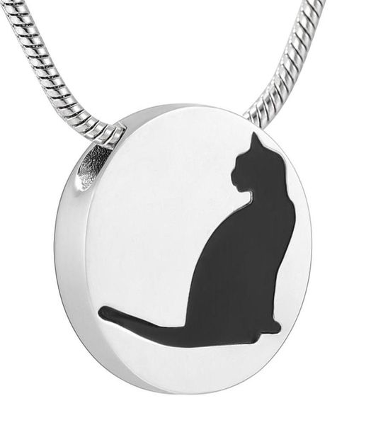 IJD10735 Mon chat aimant Laser rond bijoux de crémation tenir cendres d'animaux souvenir bijoux pendentif de crémation en acier inoxydable pour animaux de compagnie 3693504