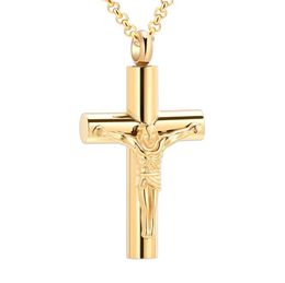 IJD11129 Jésus Pendre Gold Placing Memorial Casqueker High Quality Innewless Steel Cremation bijoux Gravable5233039