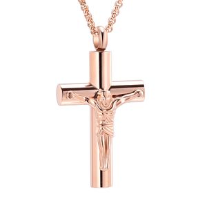 IJD11129 Jesus Cross Ashes Hanger Rose Gold Women Gift Item Human Cremation Jewlery Hold Liefden Ashes Memorial Urn Medaillon