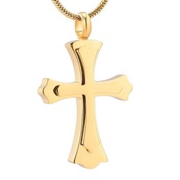 IJD12236 Collana color oro con croce cremazione, alta lucidatura, impermeabile, urna commemorativa, medaglione per i propri cari, ceneri, ricordo280z