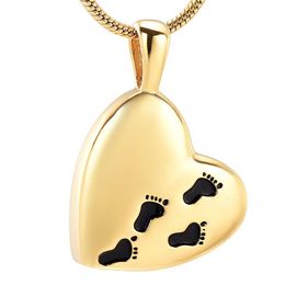 IJD12450 – collier en forme d'urne en forme de cœur, en acier inoxydable doré, de haute qualité, sculpté, empreinte des proches, bijoux souvenir de crémation, 231H