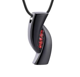 IJD12838 Collier de crémation pour hommes Cool étanche de haute qualité avec pierres rouges bijoux de crémation en acier inoxydable cendres urne souvenir 8878346