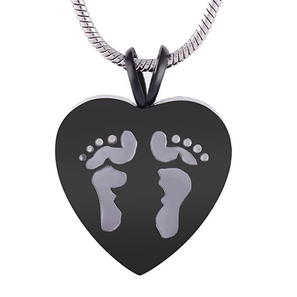 IJD8006 Pieds Gravé Coeur En Acier Inoxydable 316L Crémation Pendentif Collier Haute Cendres Polonais Souvenir Urne Collier2116