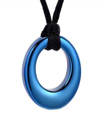 IJD8390 Cercle éternel de vie couleur bleue femmes cadeau collier en acier inoxydable bijoux de crémation porte-cendres médaillon pour Human8774880