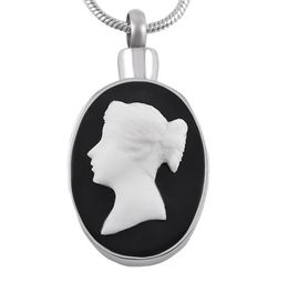 IJD9194 Statue de dame de crémation en acier inoxydable de pendentif ovale souvenir pour cendres urne collier commémoratif pour femmes hommes bijoux 279G4648247