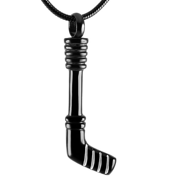 IJD9347 Palo de hockey negro, joyería de cremación para cenizas, colgante, urnas de recuerdo, collar conmemorativo de acero inoxidable humano para mascotas, joyería 218Q