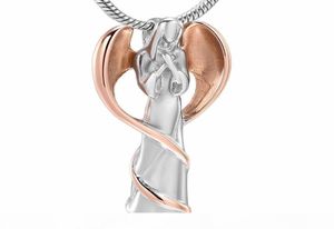 IJD9739 Or Rose Argent Ange Dame Cendres Tenir Souvenir En Acier Inoxydable Crémation Pendentif Collier Commémoratif Urne Funéraire Bijoux Ac9542335