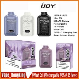 IJoy lio stone 12000 Puff Disposable Vape 15 smaken puff 12k e sigaret 650 mAh oplaadbare batterij voorgevuld 23 ml cartridge 5% pod vape pen balk vs bang 12k 15k puff puff