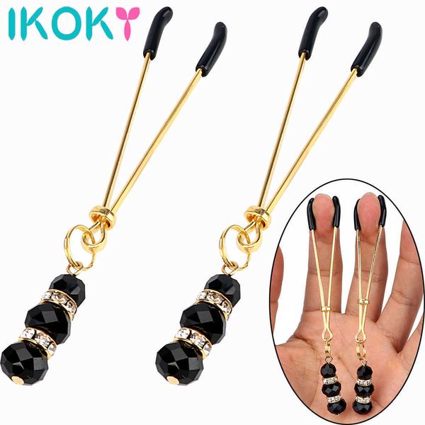 IKOKY, 1 par de pinzas para pezones, pinza para clítoris, producto erótico ajustable, Juguetes sexuales para parejas con joyería, pinzas para labios, juego para adultos P0816