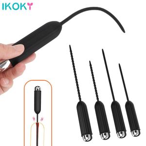 IKOKY 10 fréquence pénis Plug cathéter sexy jouets pour homme doux urétral son dilatateur insertion avec balle vibrateur